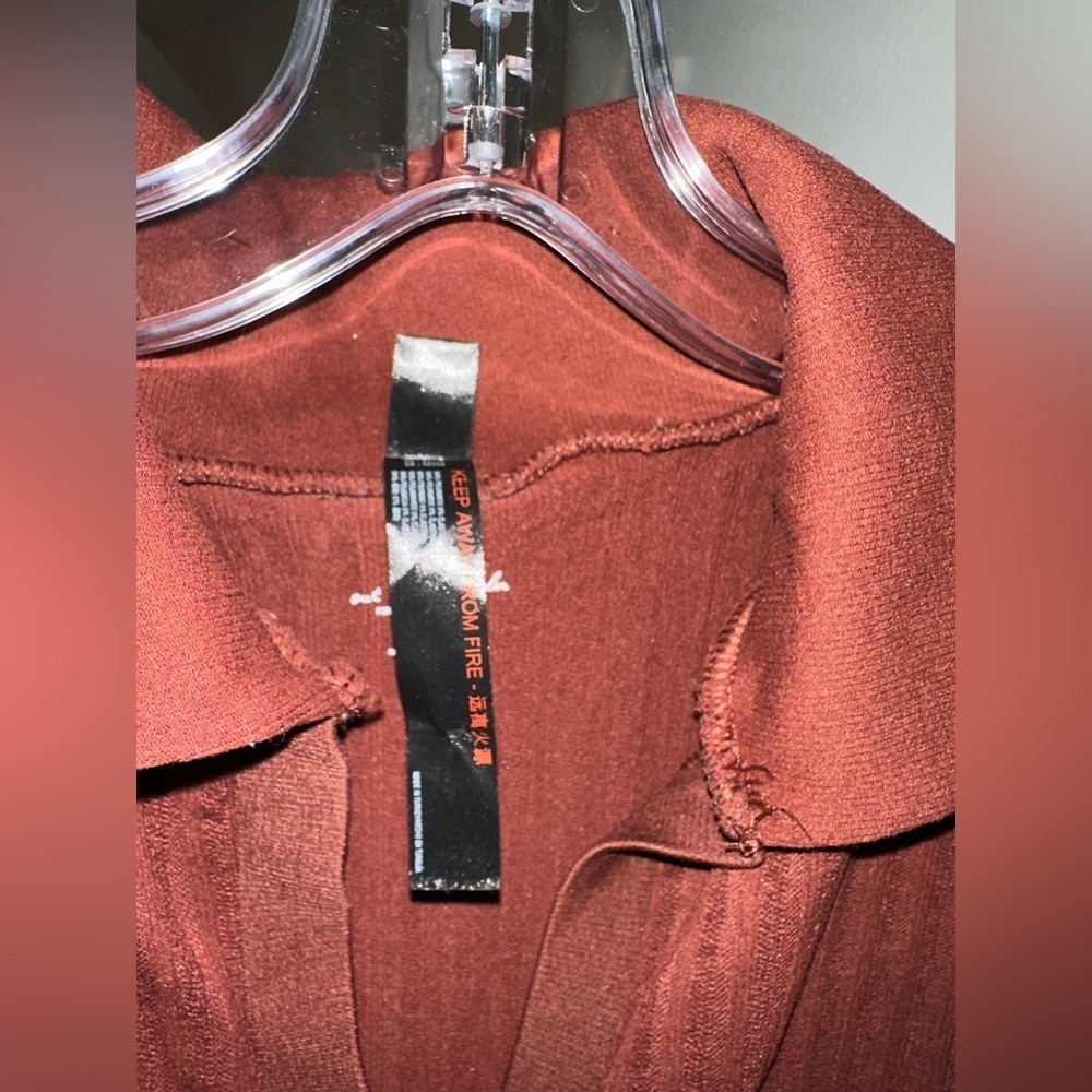 Urban Outfitters Out From Under Red Collared Ribbed Knit Crop Top M/L - Picture 3 of 7